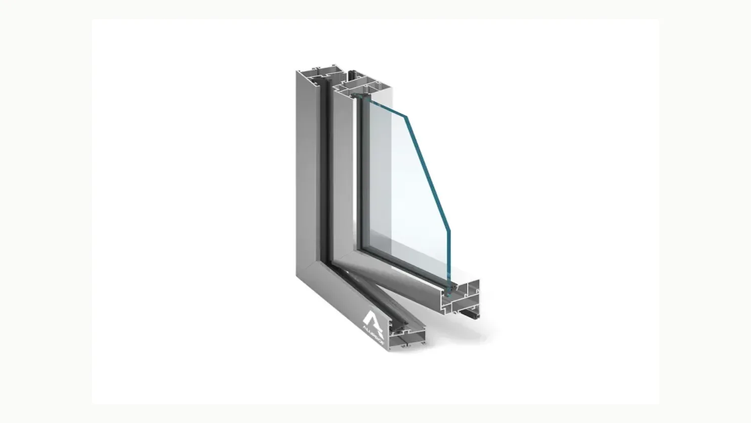 Przekrój profilu aluminiowej witryny w systemie Aluprof MB-45 bez przegrody termicznej